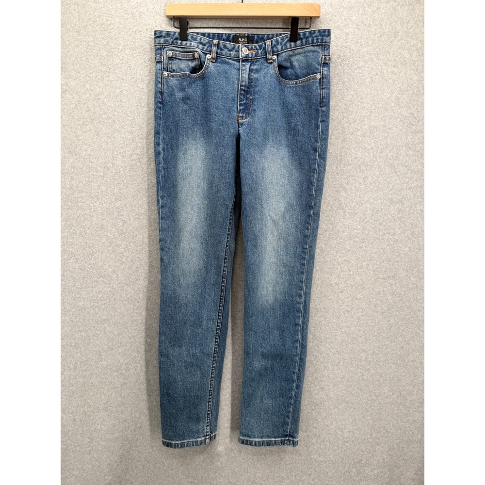A.P.C. Jean Droit Women 31 Blue Denim Straight Leg High Rise Classic Minimalist